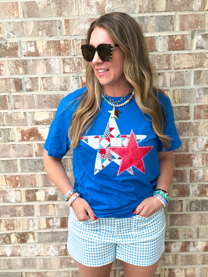 Patchwork Star Patriotic Tee