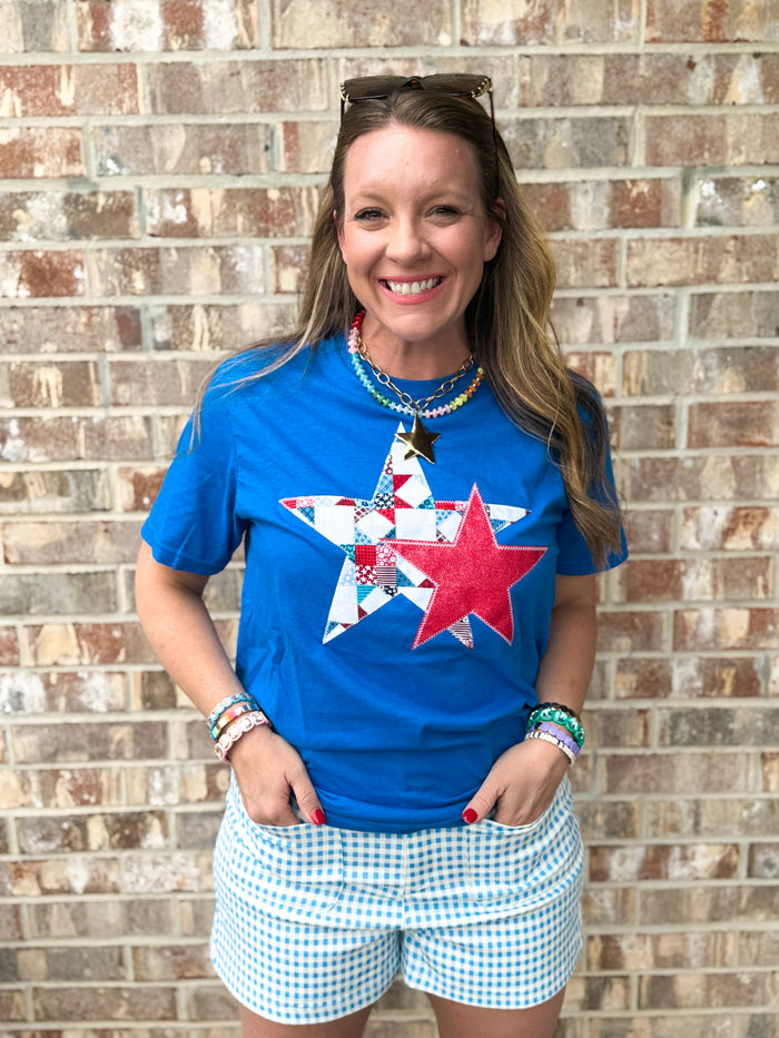 Patchwork Star Patriotic Tee