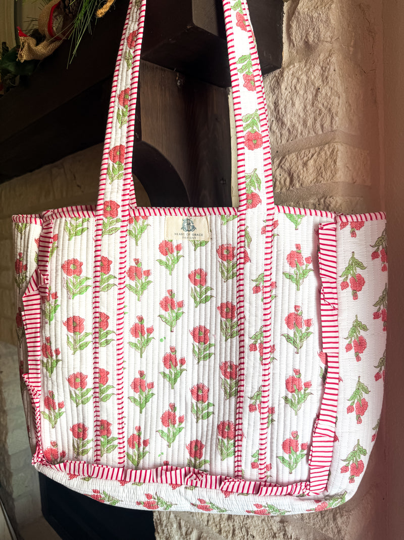 Magnolia Rose Ruffle Tote