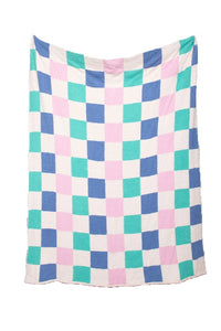 Teal and Pink Checkered Throw Blanket