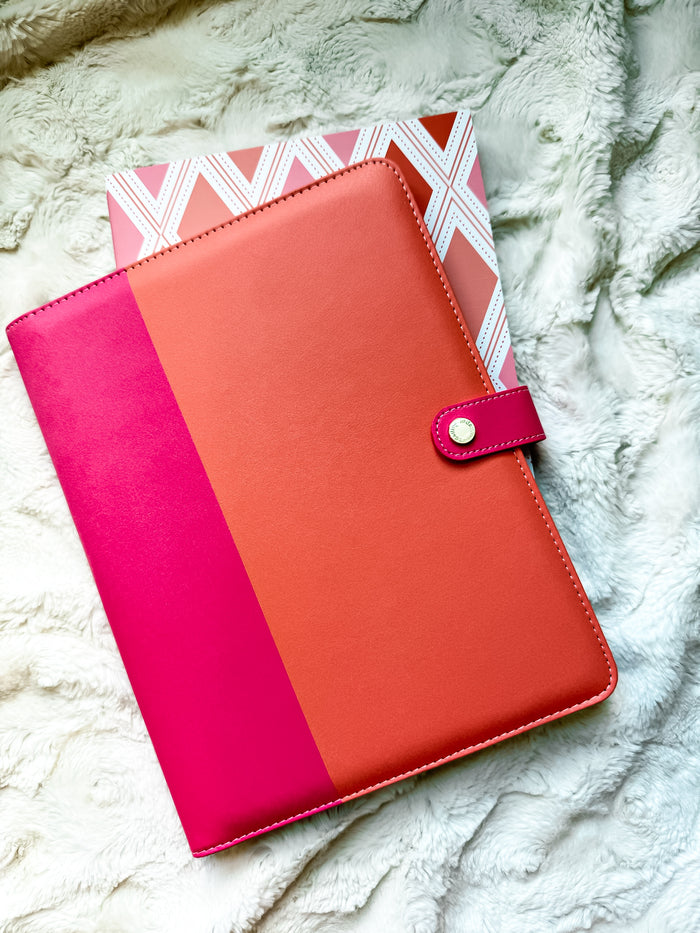 Coral Colorblock Portfolio Notebook
