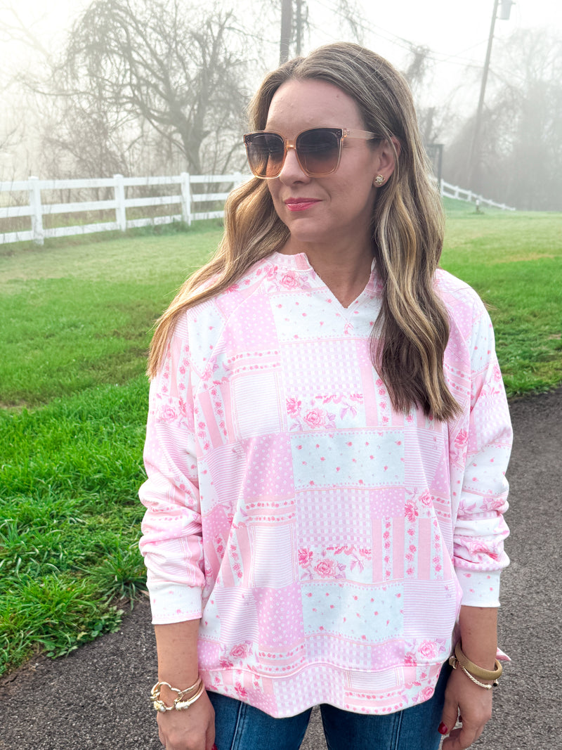 Everyday Pink Patchwork Pullover