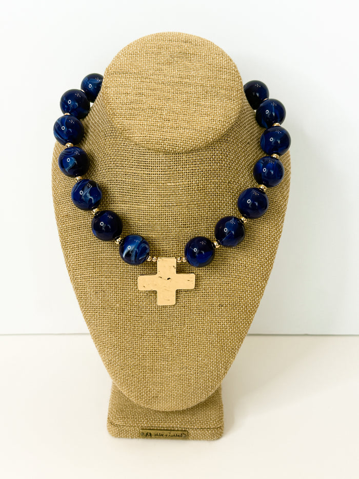 The Harbor Necklace in Navy Blue