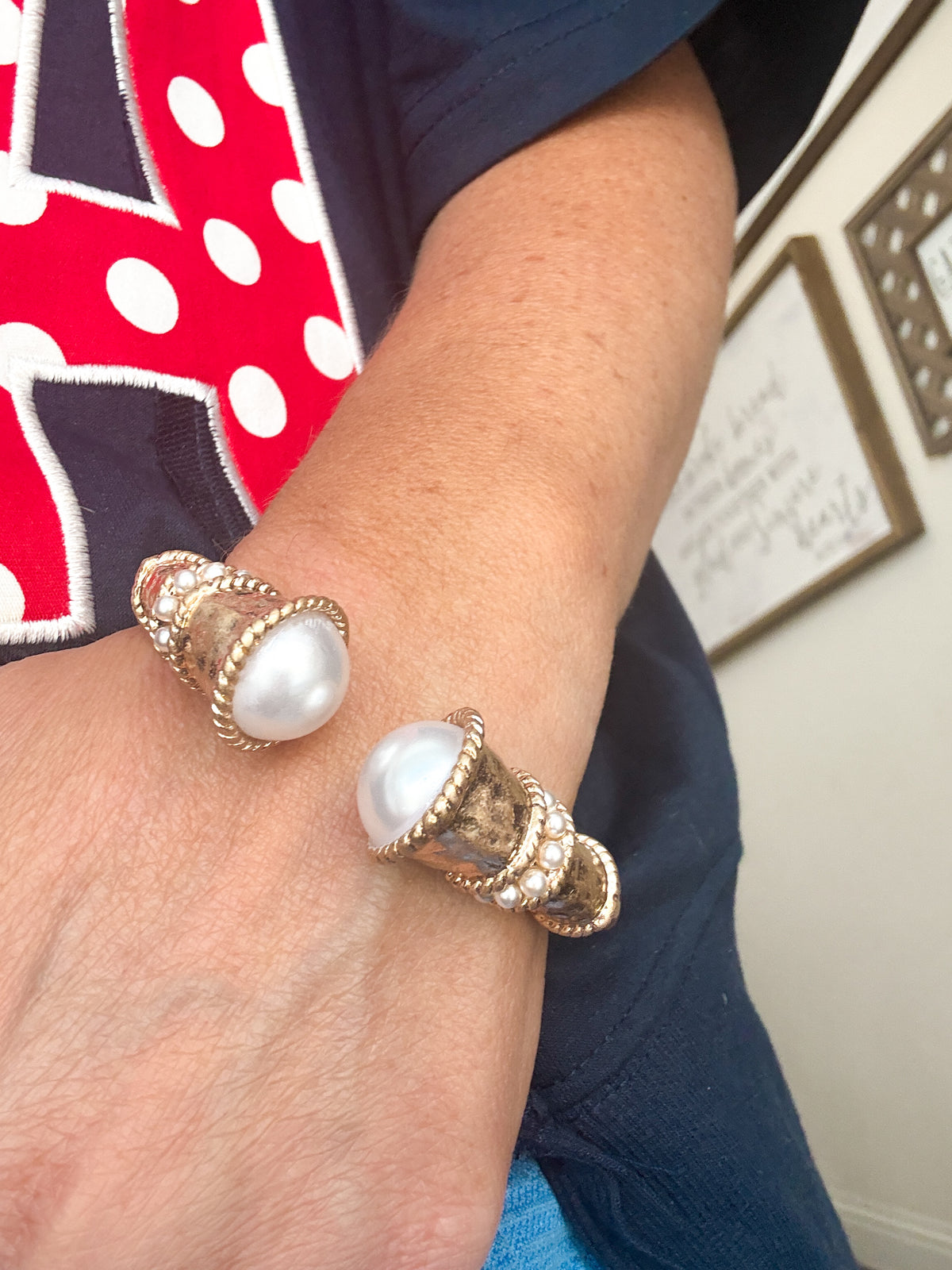 The Heirloom Gold and Pearl Cuff