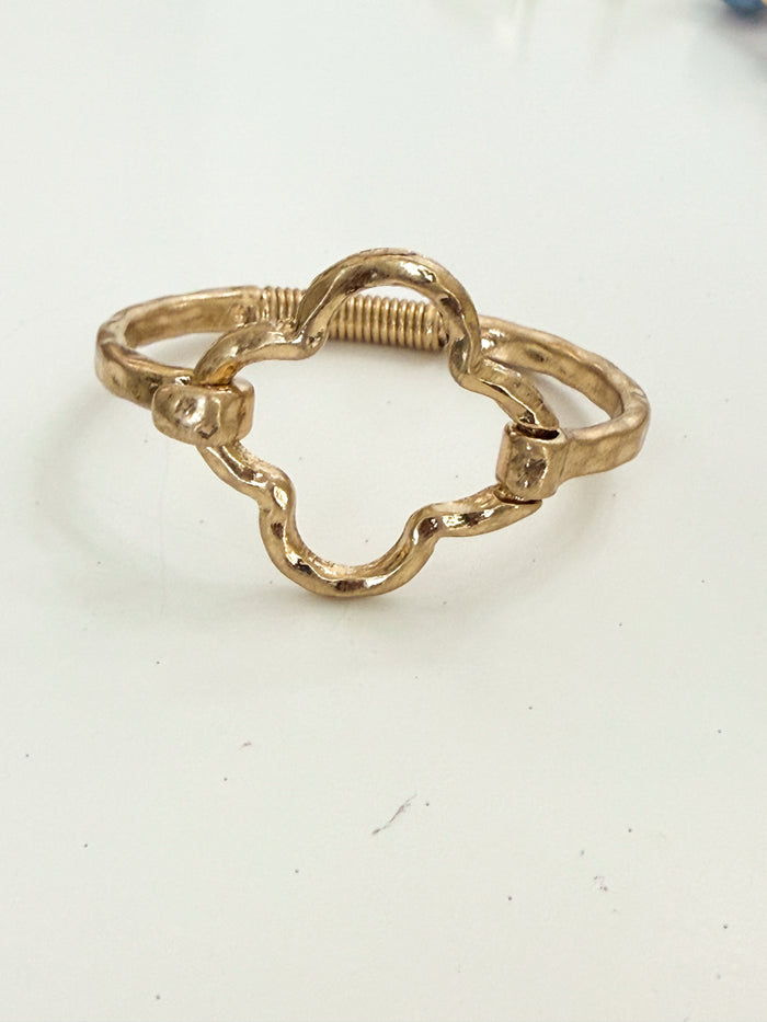 The Hammered Gold Clover Cuff