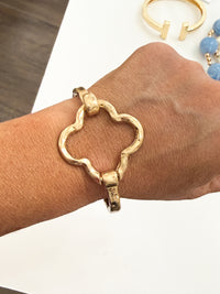 The Hammered Gold Clover Cuff