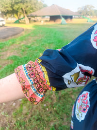 Moonlight Petals Ruffled Midi Dress