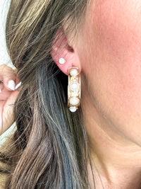 Darling Gold Pearl Hoops Earrings - EmClaire Lane