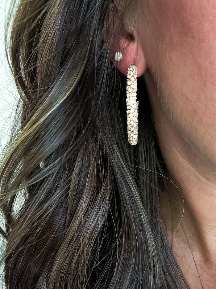 Sparkle Wrapped Gold Hoop Earrings - EmClaire Lane