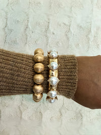 Golden Glow Pearl Stretch Bracelet
