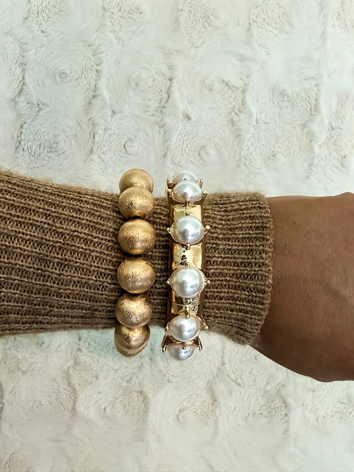 Golden Glow Pearl Stretch Bracelet
