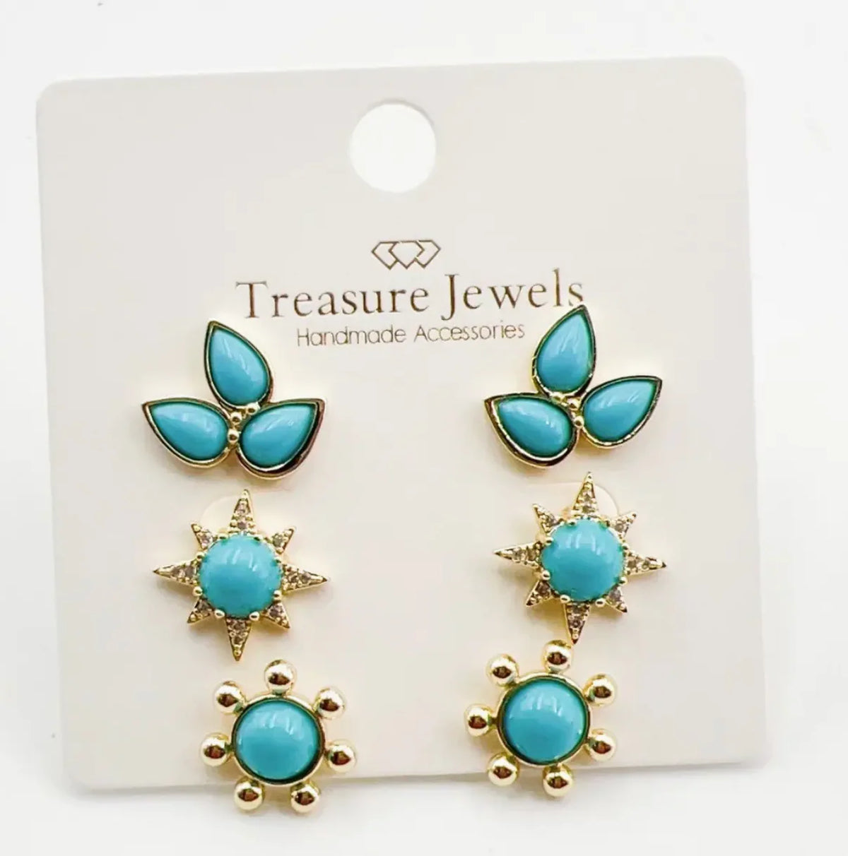 Triple Studs in Turquoise