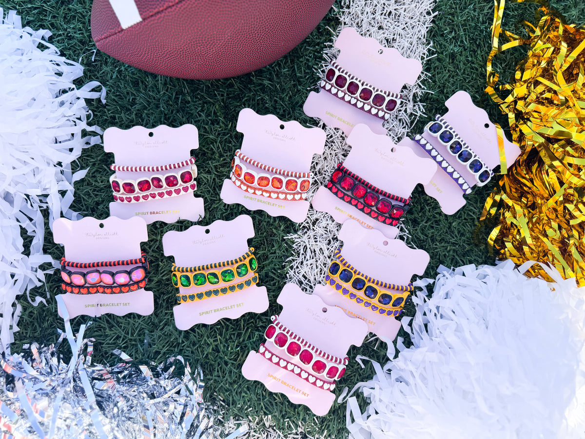 Team Spirit 3-Piece Bracelet Set: Burnt Orange + White
