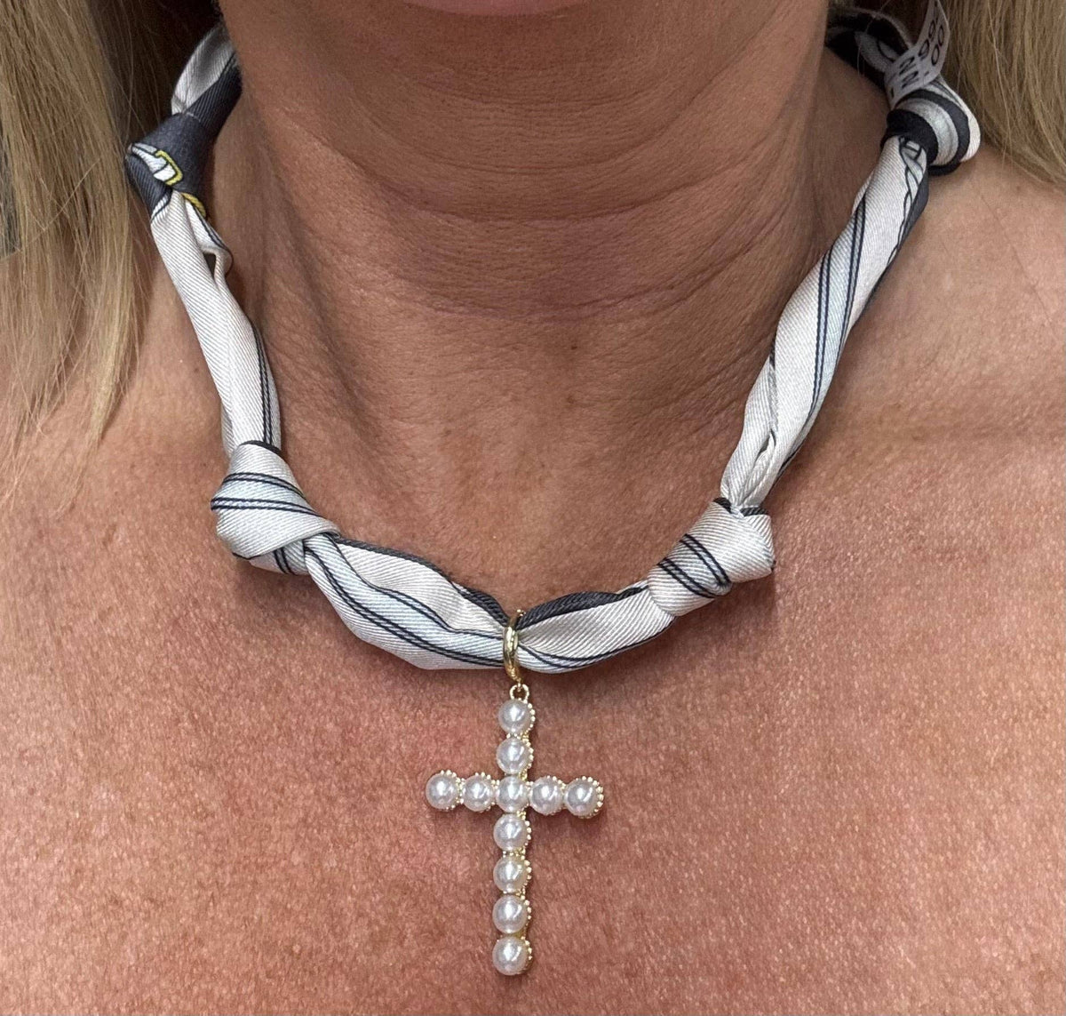 Pearl Whispers Knotted Scarf Necklace - EmClaire Lane