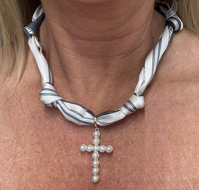 Pearl Whispers Knotted Scarf Necklace - EmClaire Lane