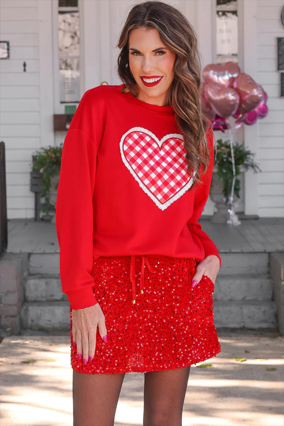 Sweetheart Gingham Luxe Pullover - EmClaire Lane