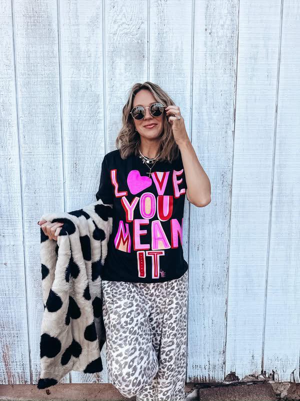 Love You Mean It Black Tee - EmClaire Lane