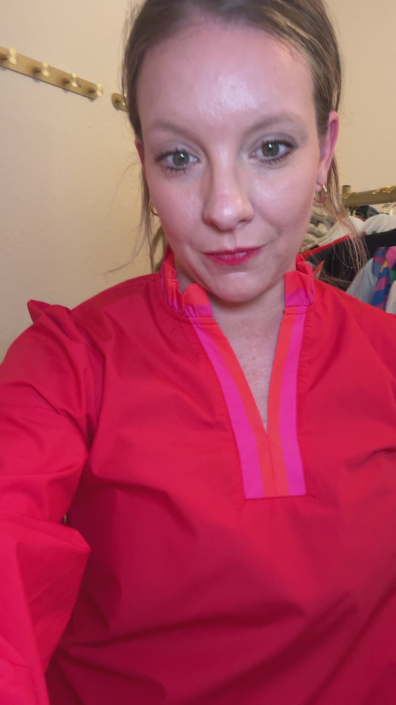 The Radiant Ruffle Red Top