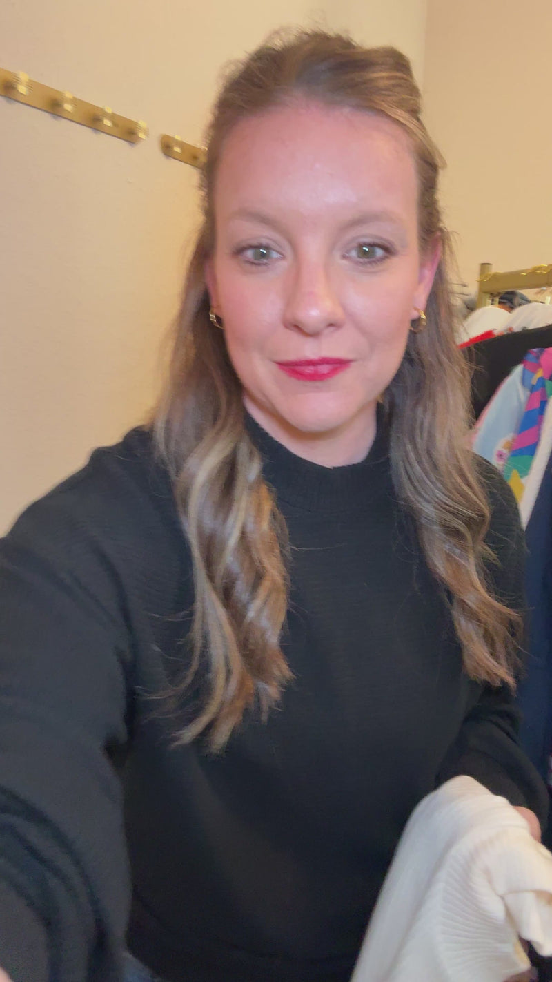 After Hours Ribbed Sweater in Black & Cream