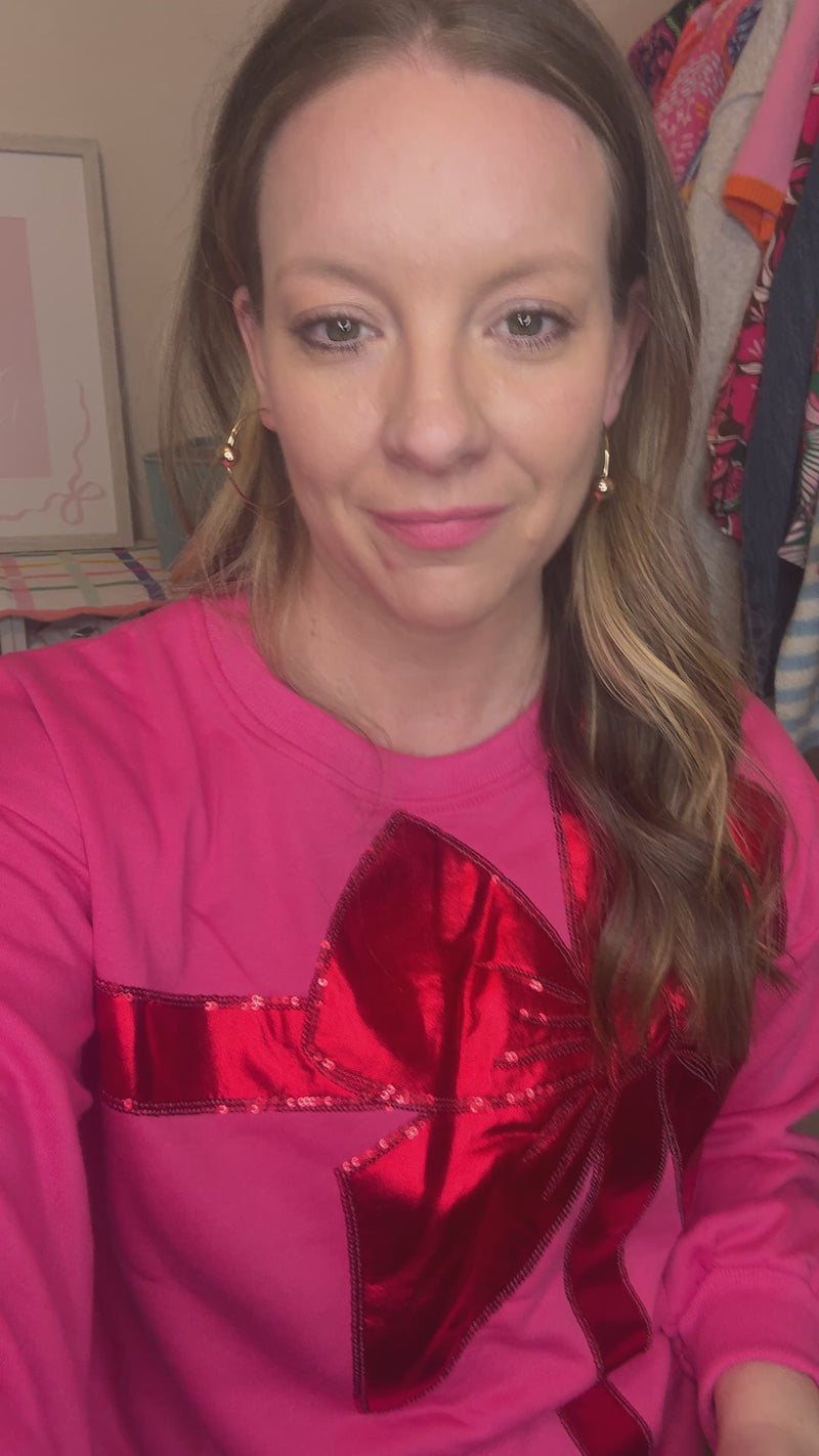 Pink Checkered Christmas Bow Blanket