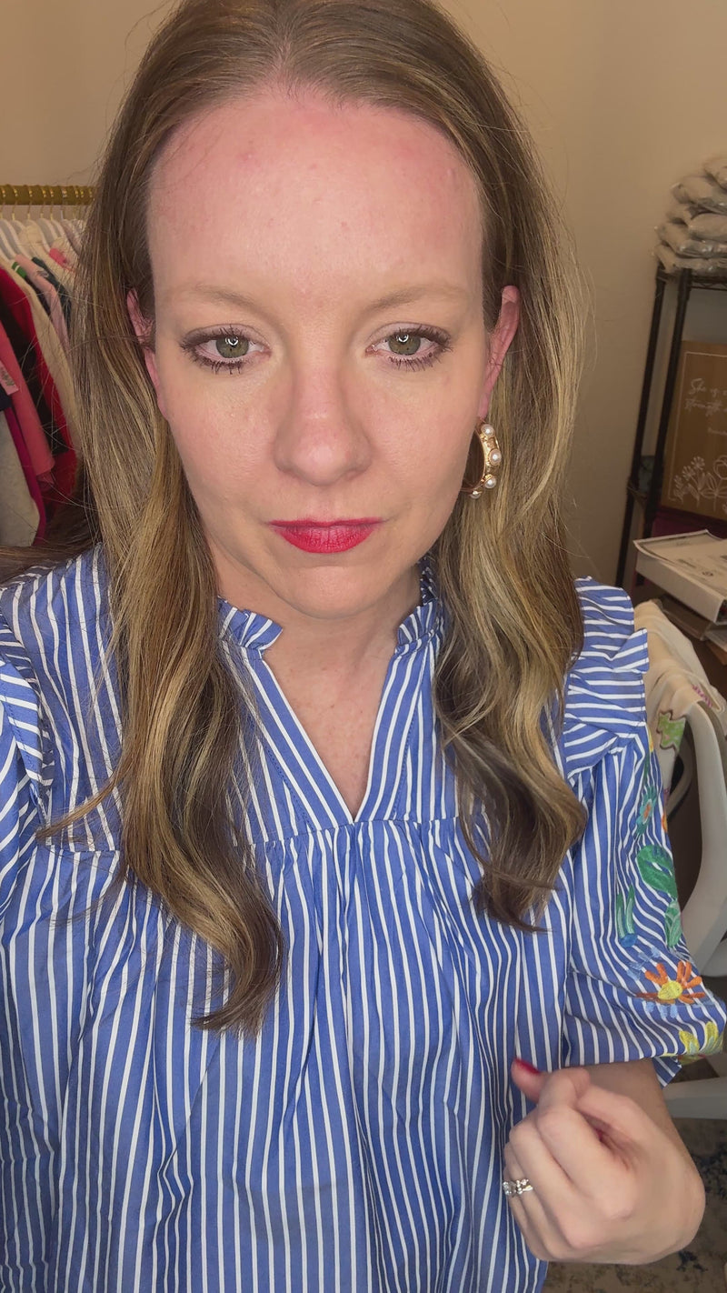 Daisy Charm Blue Stripe Top