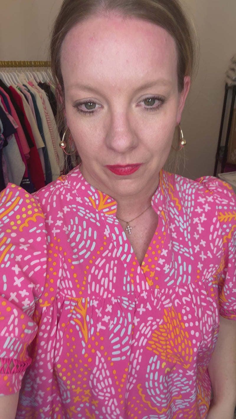 Mango Mosaic Pink Jasmine Top