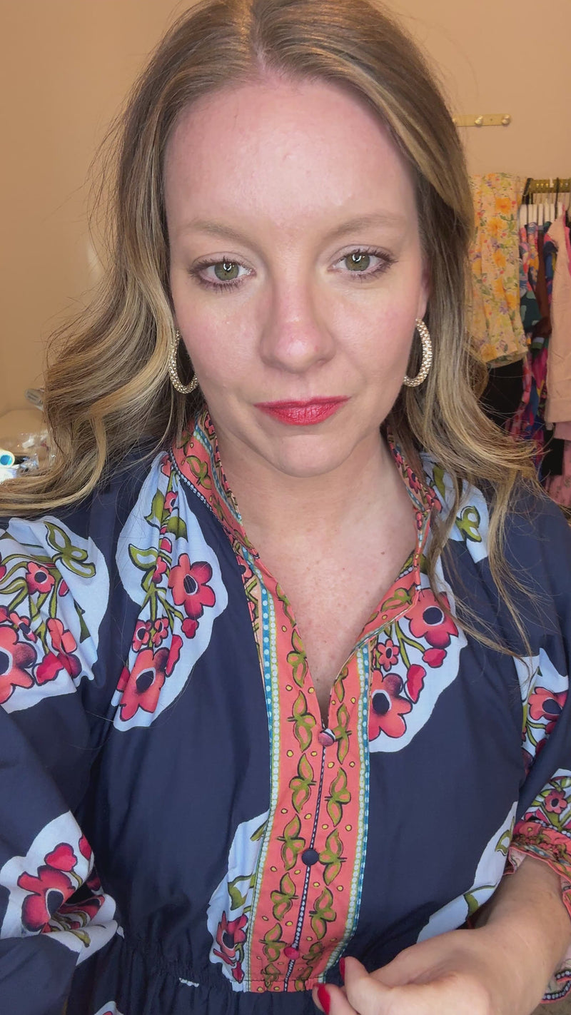 Moonlight Petals Ruffled Midi Dress