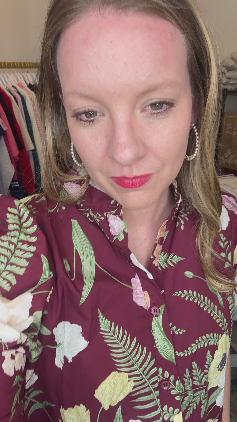 The Garden Grace Maroon Blouse