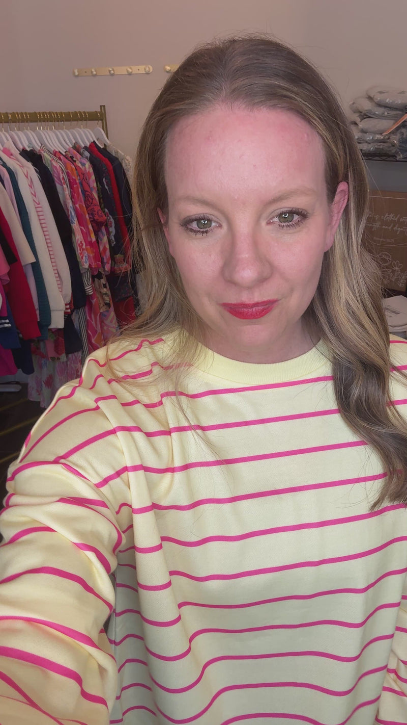 Yellow Stripe Overlap Pullover Top