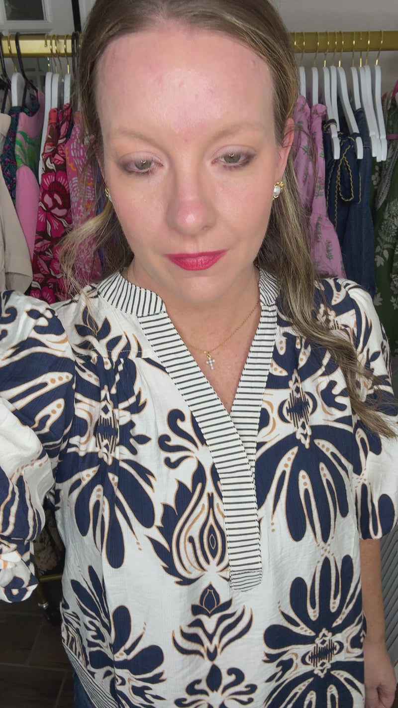 Sweet Sails Navy & White Top