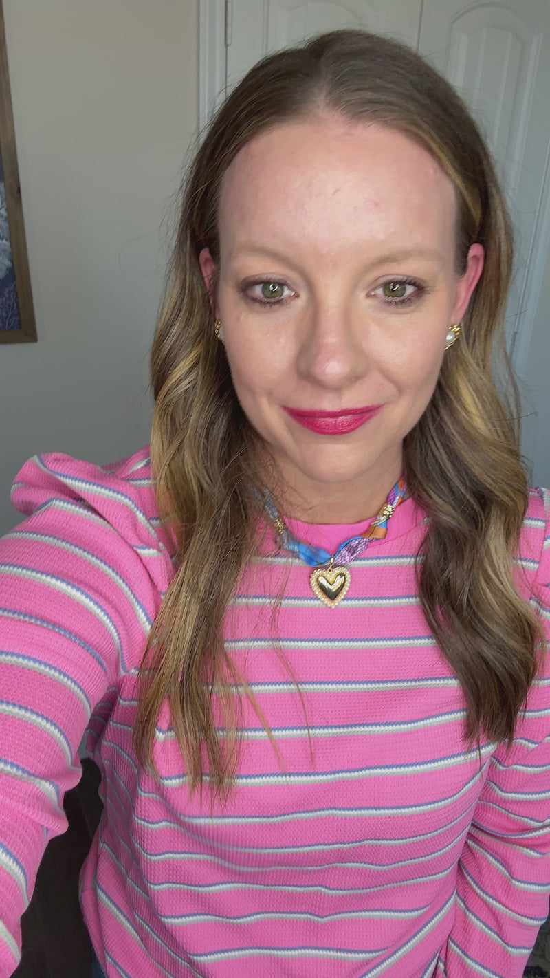 Rose Stripe Textured Top