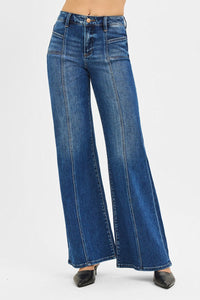 Risen Mid-Rise Wide Leg Jeans