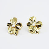 Shine and Bloom Gold Flower Stud Earrings