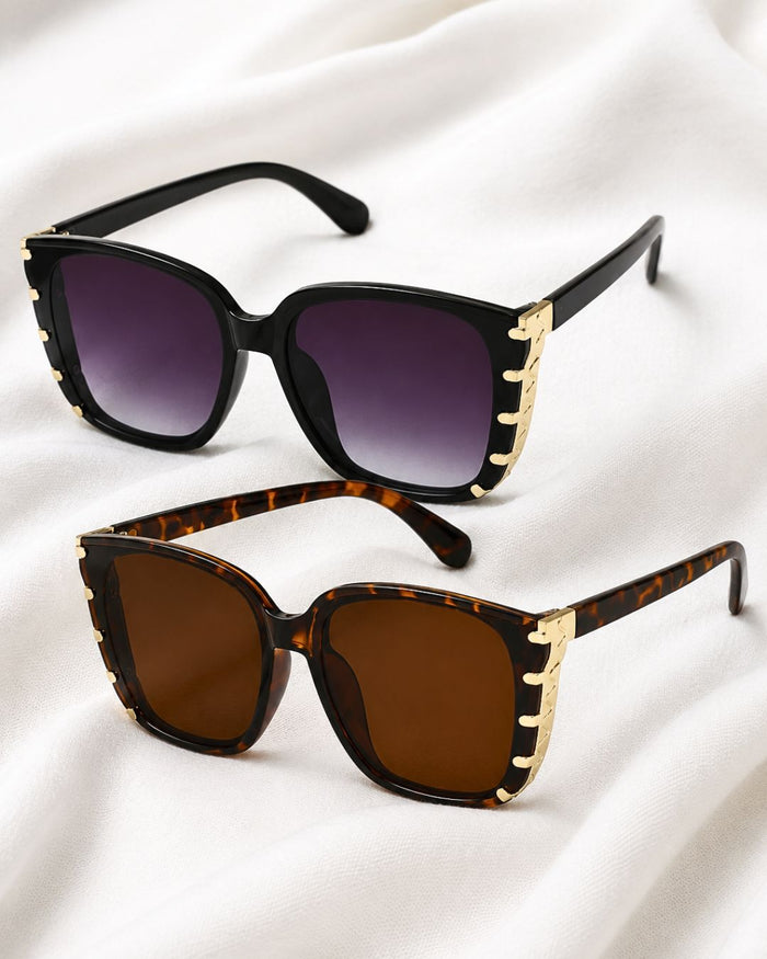 Gold Stitch Oversized Sunglasses (2Color Options)